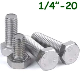 1/4"-20 UNC 304 Stainless Steel Hex Head Bolts Hex Head Cap Screws A2-70 Coarse 1/4"-20 UNC 304 Stainless Steel Hex Head Bolts Hex Head Cap Screws A2-70 Coarse