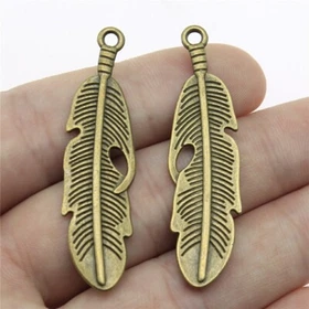 10pcs 49x13mm Tibetan Silver Alloy Charm Feather Hole Pendant Crafts