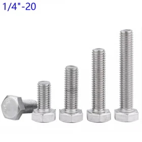 1/4"-20 304 Stainless Steel Coarse ThreadHex Head Bolts Hex Cap Screws DIN 933 1/4"-20 304 Stainless Steel Coarse ThreadHex Head Bolts Hex Cap Screws DIN 933