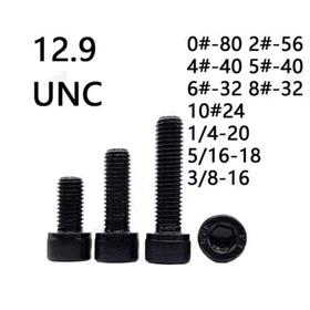 Black 12.9 Steel Hex Socket Bolts Cap Head Screws 0# 2# 4# 5# 6# 8# 1/4 5/16 3/8 Black 12.9 Steel Hex Socket Bolts Cap Head Screws 0# 2# 4# 5# 6# 8# 1/4 5/16 3/8