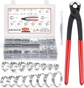360PCS AKIHISA Single Ear Hose Clamps Steel