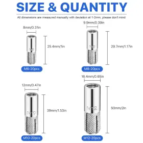 313099916955 ELESUNORY Concrete Anchors Zinc Carbon Steel #2