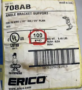 708AB ERICO-CADDY Push Rod Wire Hanger Angle Bracket