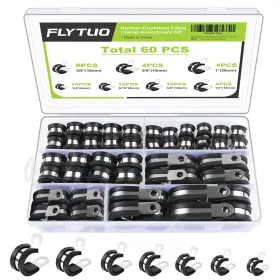 FT0057 FLYTUO Cable Clamps Rubber Cushion Pipe Mounts Steel