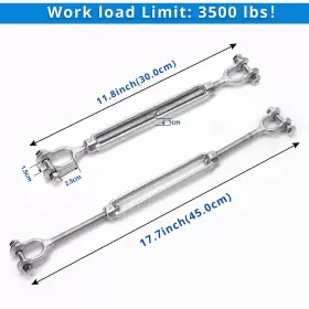 720047862880 HOKINETY Dipped Galvanized Steel Jaw Turnbuckle #2