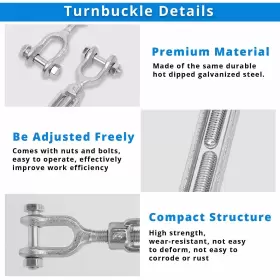 720047862880 HOKINETY Dipped Galvanized Steel Jaw Turnbuckle #3