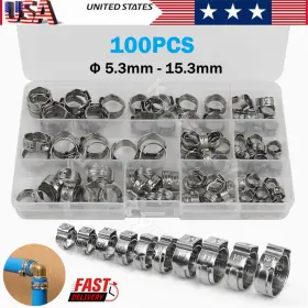 888289162073 KUZAVTYE Hose Clamps Steel Ear Cinch Ring Crimp
