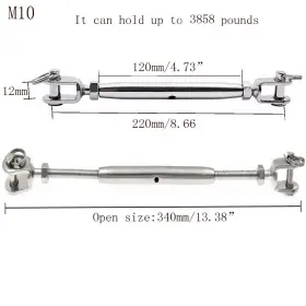 733371449979 LAGOGIA Steel Jaw Closed Body Turnbuckle Thread #2