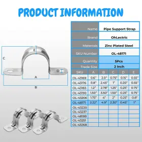 OL-48171 OHLECTRIC Hole Rigid Pipe Strap Steel Clamps Zi #2