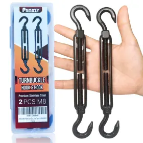 723592049881 PAMAZY Steel Hook Turnbuckle Wire Rope