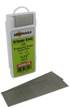 18124SS-316 SPOTNAILS Gauge Ax Brads Box