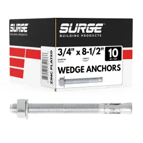 Surwaz SURGE BUILDING PRODUCTS Zinc Wedge Anchors Concrete