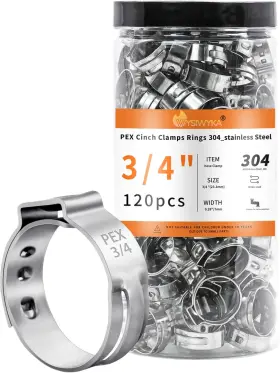 120PCS WYSIWYKA Pex Cinch Clamps Rings Steel Single Ear Hose