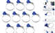 10-Pack Stainless Steel Hose Clamp, Thumb Screw Key-Type 1-blue-(32-50)mm
