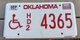 Oklahoma  Handicap DISABILITY License Plate HD2 4365 Handicap Logo
