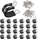 Taiss 50PCS 3/8 Inch Cable Clamps 304 Stainless Steel Rubber Cushion Insulated W