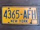 1973-1986 New York License Plate 4365 AFH