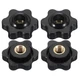 PATIKIL M6 x 25mm Through Hole Knob Nut Screw, 4 Pcs Brass x 25mm, Black 