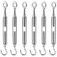 6 Pack M10 304 Stainless Steel Hook and Eye Turnbuckle3/8" Heavy Duty Turnbuc...