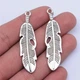 10pcs 49x13mm Tibetan Silver Alloy Charm Feather Hole Pendant Crafts