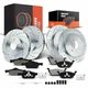 Drilled Brake Rotors & Ceramic Brake Pads for Ford Mazda Mercury Front and Rear